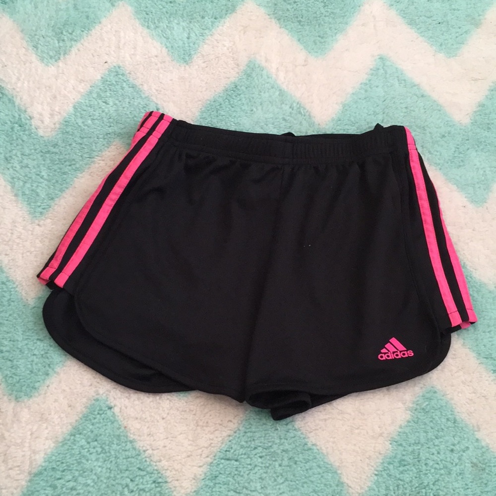 Adidas shorts! Black & Pink. Girls size L (12/14)